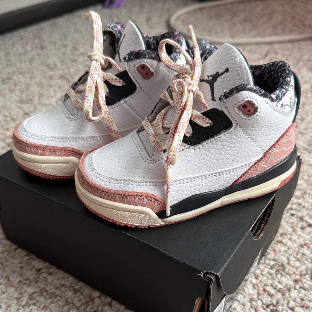 Jordan Kids' White and Pink Sneakers